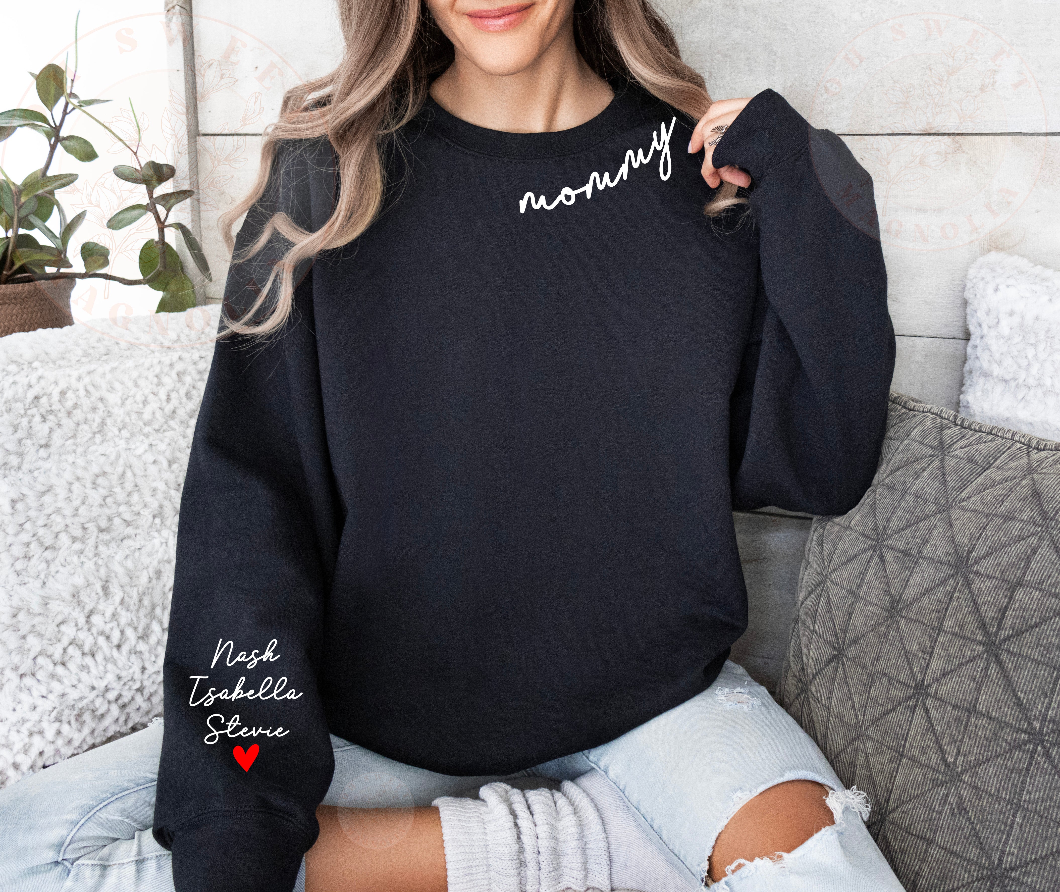Mama Crewneck with Kids name on sleeve