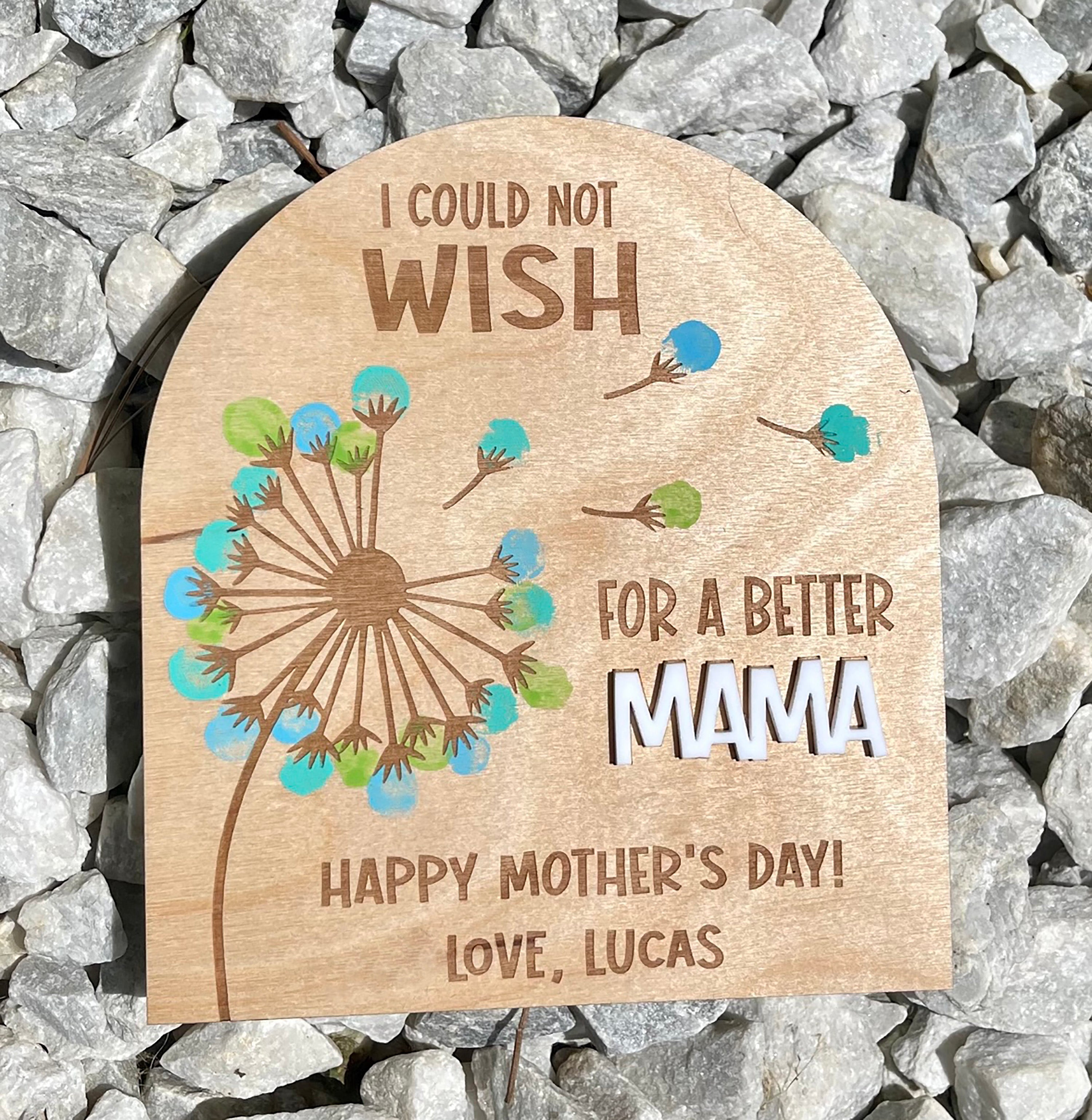 Could Not Wish for a Better - Mother's Day Fingerprint Dandelion Sign