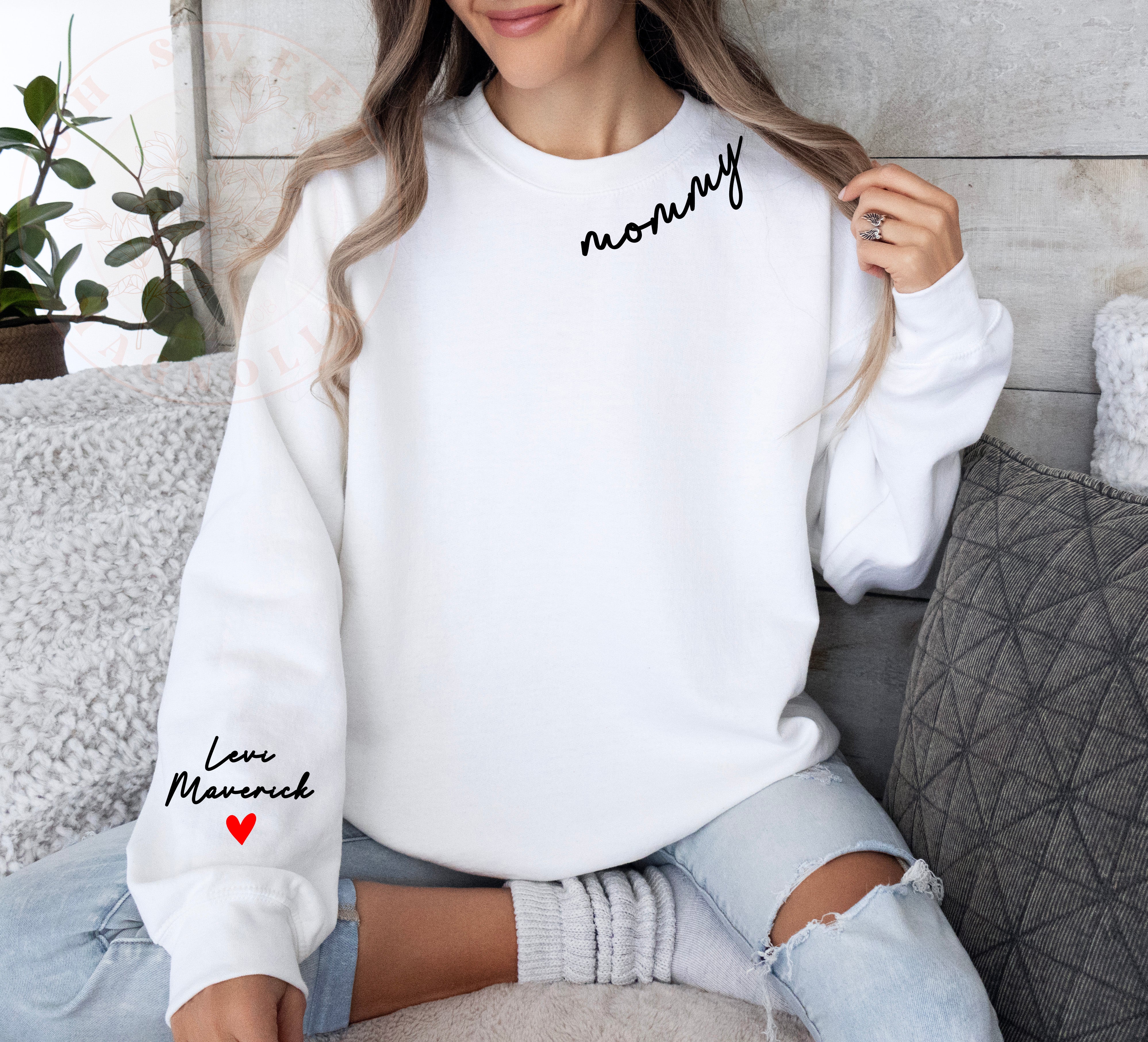 Mama Crewneck with Kids name on sleeve