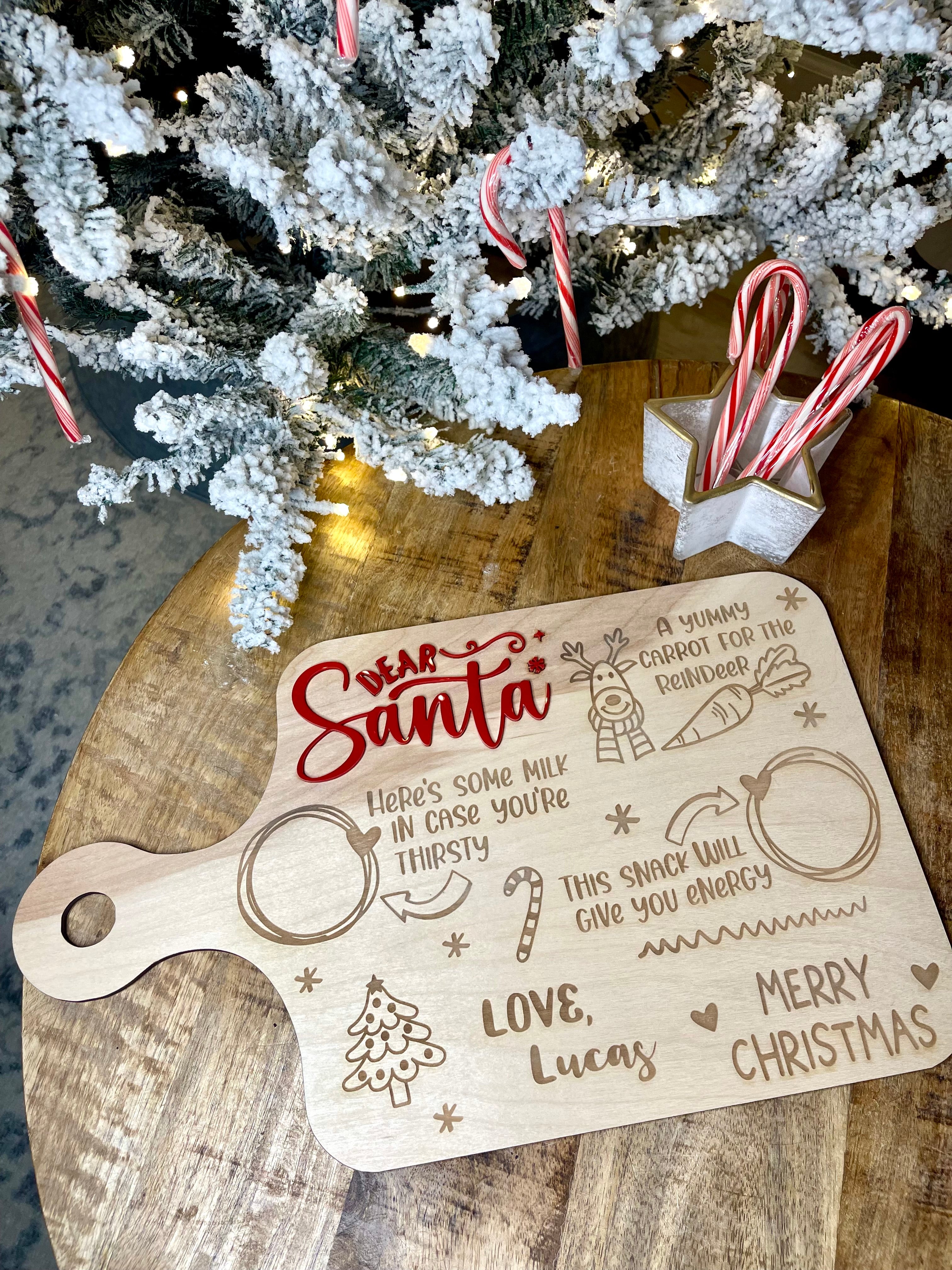 Santa’s milk and cookie tray, Personalized Dear Santa Milk & Cookie Tray, Personalized, Custom Santa's Cookie Tray