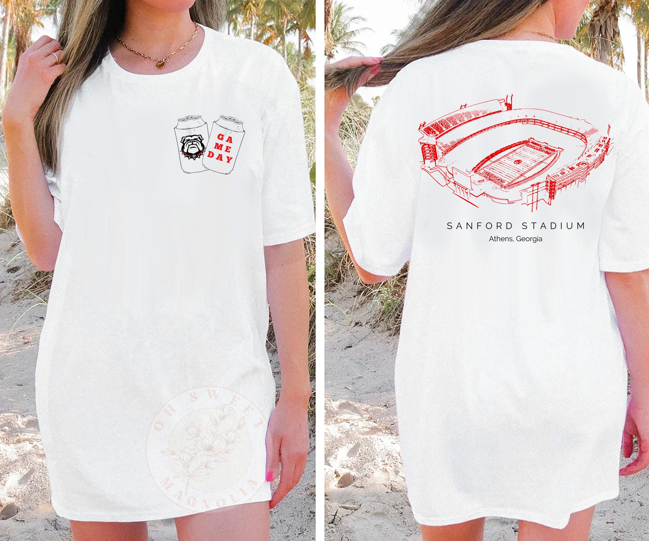 UGA Beer Can Sanford Stadium T Shirt