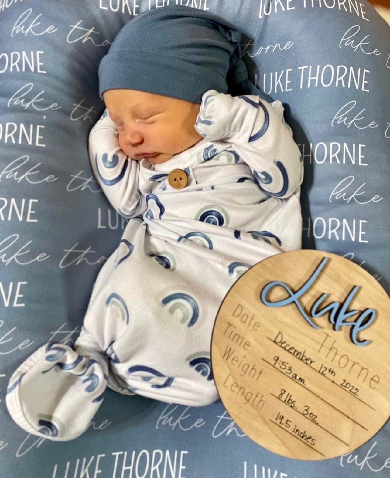 Wooden Birth Stats Sign