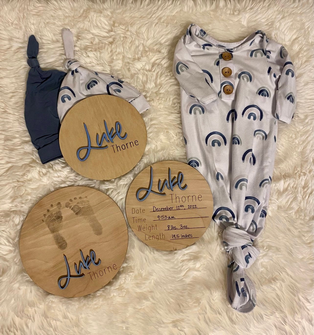 Wooden Birth Stats Sign