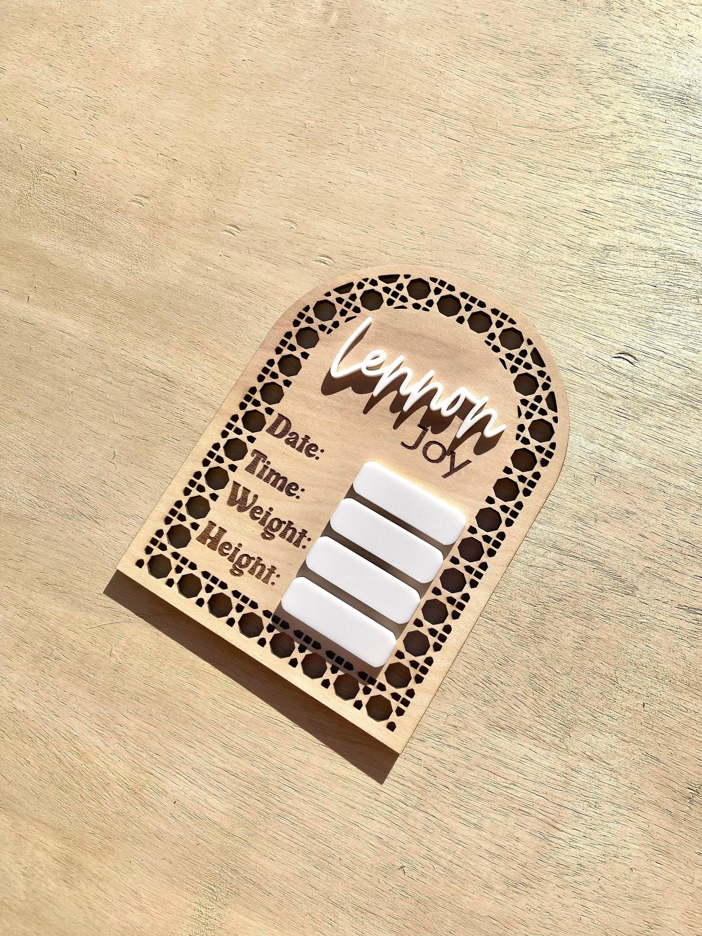 Rattan Birth Stat Announcement Sign