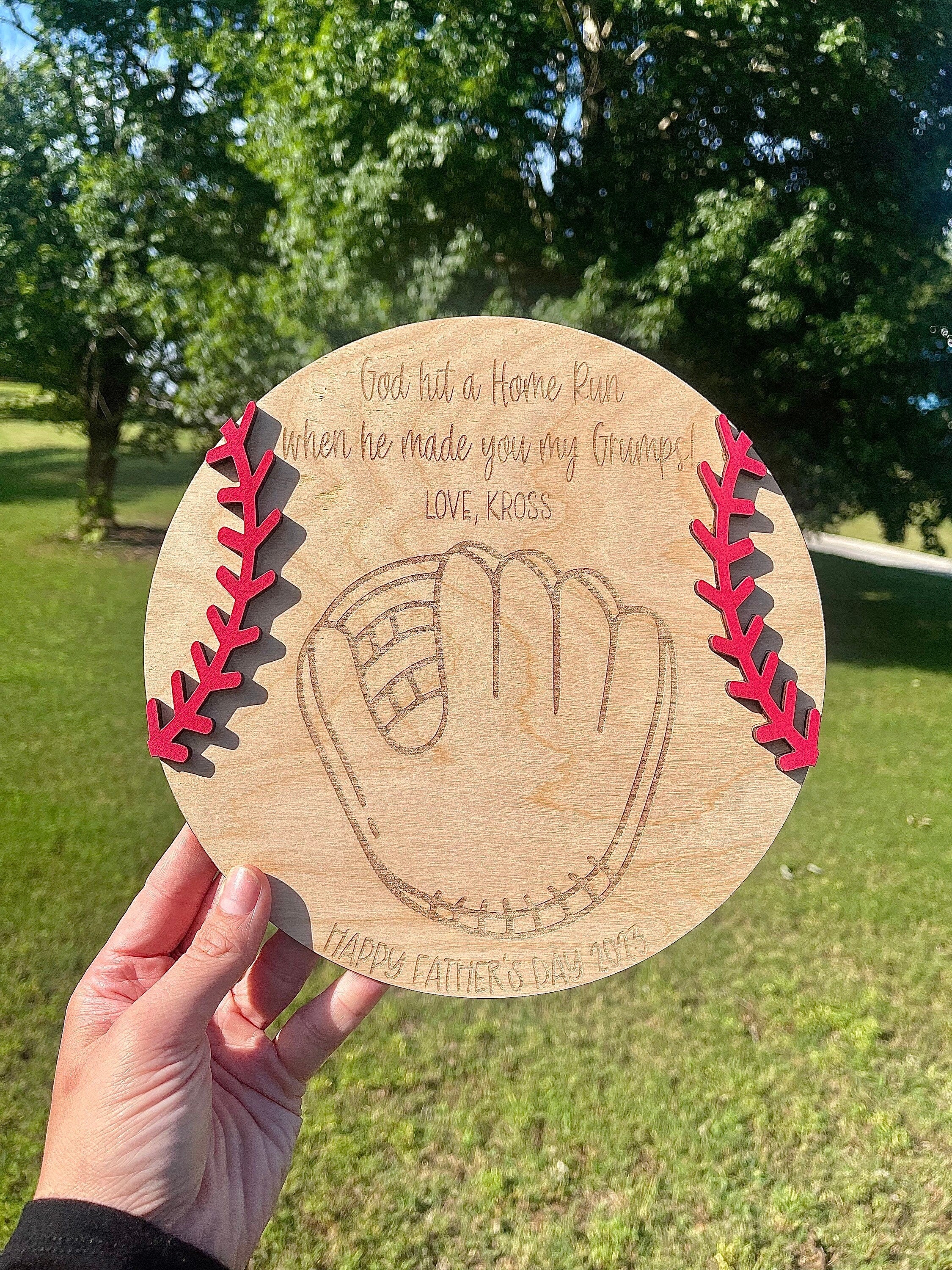 Father's Day Baseball Handprint Sign