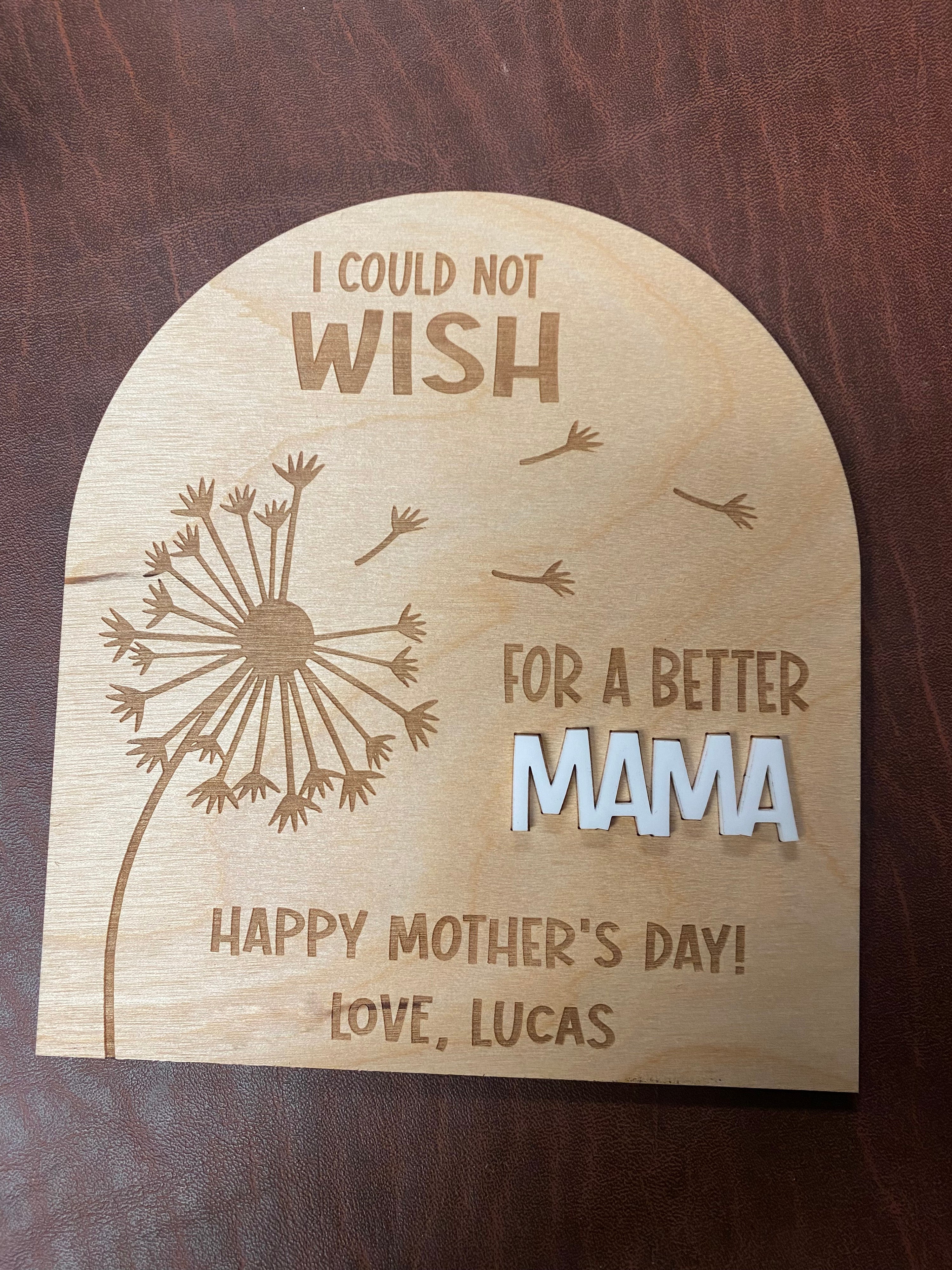 Could Not Wish for a Better - Mother's Day Fingerprint Dandelion Sign