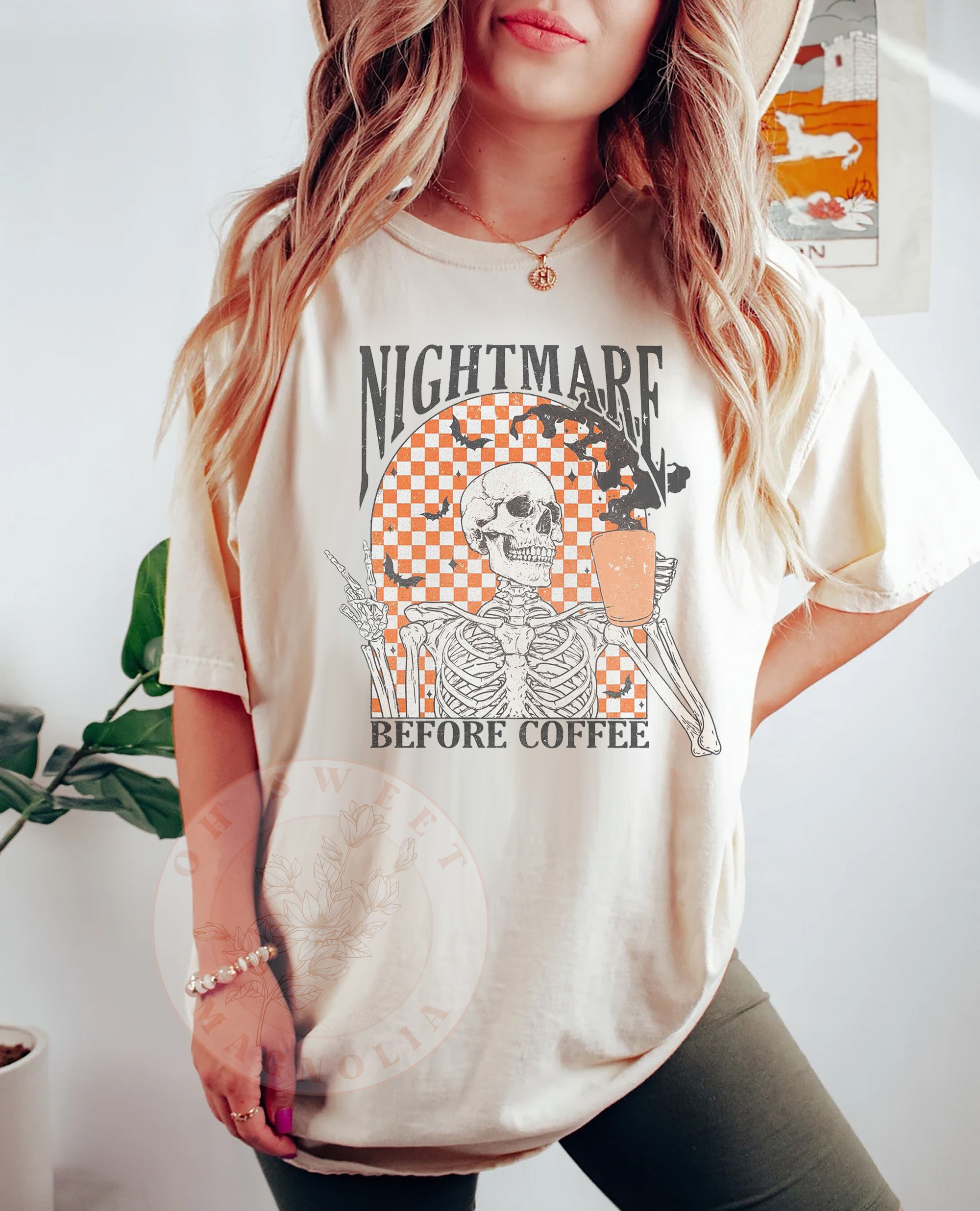 Nightmare Before Coffee Skeleton + Halloween Crewneck